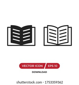 Book icon vector. Open book sign