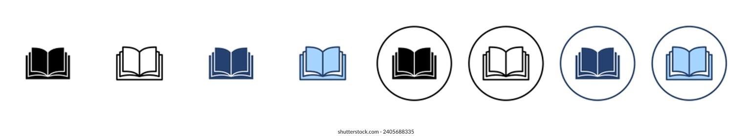 Vector de icono del libro. símbolo y signo de libro abierto. icono de ebook