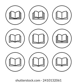Vector de icono del libro. símbolo y signo de libro abierto. icono de ebook