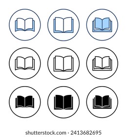 Vector de icono del libro. símbolo y signo de libro abierto. icono de ebook