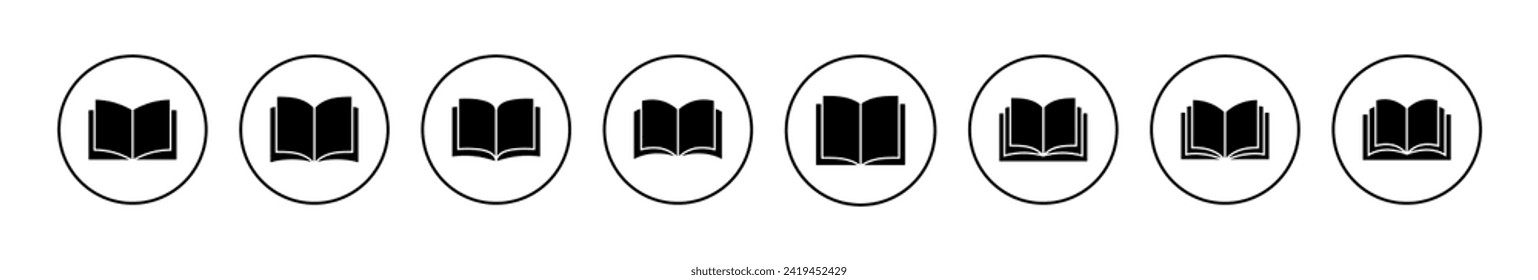 Vector de icono del libro. símbolo y signo de libro abierto. icono de ebook