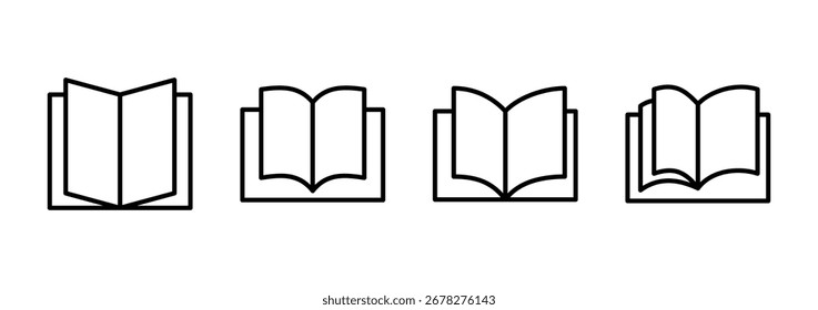 Vetor do ícone do livro. abre o sinal e o símbolo do livro. ícone do ebook