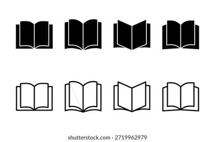 Buchsymbol, Vektor. Buchzeichen und -symbol öffnen. eBook-Symbol