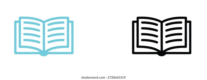 Icono de libro. Vector de libro abierto. Icono de libro. Iconos de libro abierto en colores modernos cian y negro para la educación.