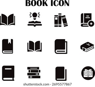 Book Icon Vector Pack – Conjunto de diseño moderno, mínimo y editable para conceptos de Educación y lectura