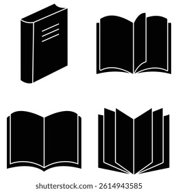 Book icon vector set. Open book, pages, closed book icon vector. not books icons collection. Library, diary book Vector illustration.