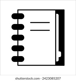 Book icon vector, solid illustration, pictogram isolated on black and white.