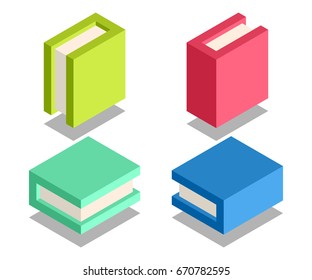 Book icon, vector symbol in isometric 3D style isolated on white background.