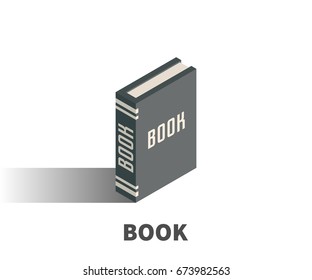 Book icon, vector symbol in isometric 3D style isolated on white background.