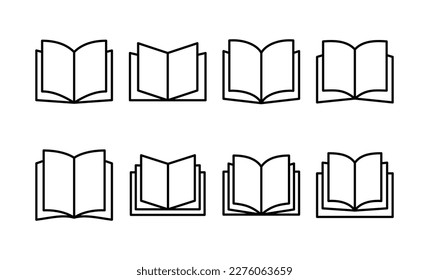 Vector de iconos de libro para aplicaciones web y móviles. símbolo y signo de libro abierto. icono de ebook