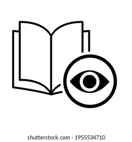 Book icon, view open education textbook, library vector illustration  symbol. learning design isolated white background  .