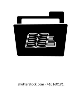 Book icon - white vector icon;  black folder