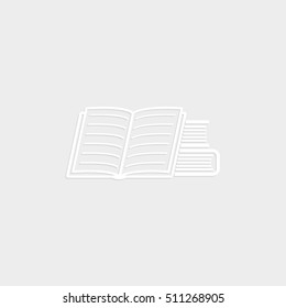 Book icon - white vector  icon with shadow