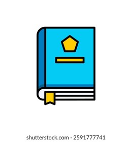 Book Icon with Yellow Bookmark, Symbolizing Knowledge, Education, and Learning