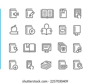 Book Icons - Blue Line Series - Vector line icons for your digital or print projects.