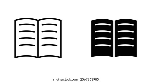 Book icons collection in Filled flat and thin line style.