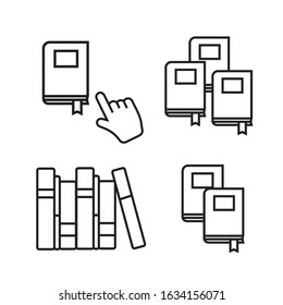 Book icons in colored flat line style. Abstract app vector