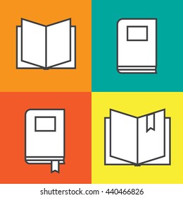 Book icons in colored flat line style eps10