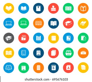 Book icons in colorful circles