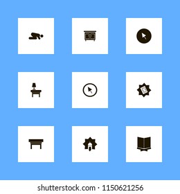 book icons. cursor, islamic mosque, nightstand and islam prayer vector icons set