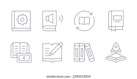 Book icons. Editable stroke. Containing book, audio book, write, books.