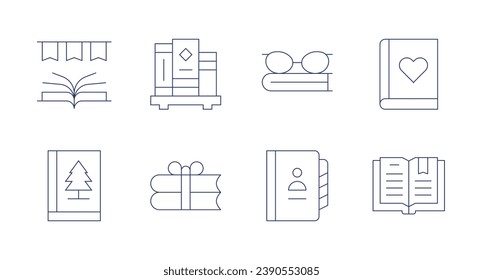 Book icons. Editable stroke. Containing world book day, book, books, phone list.