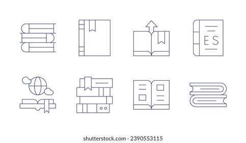 Book icons. Editable stroke. Containing books, book, dictionary.