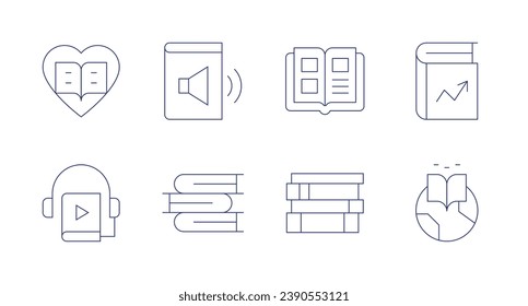 Book icons. Editable stroke. Containing book, world book day, audio book, books.