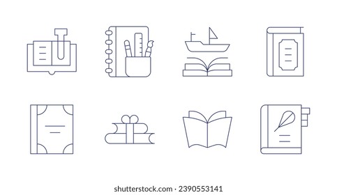 Book icons. Editable stroke. Containing book, recipe book, stationery, reading, literature.