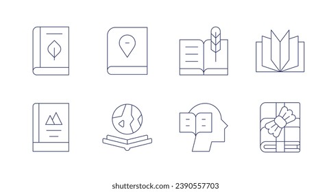 Book icons. Editable stroke. Containing book, guide, world book day, read, reading, gift.