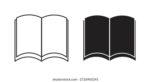 Book icons in filled, thin line, outline and strokes