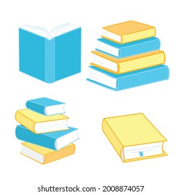 Book icons are made in a flat style of school textbooks, isolated on a white background. A set of encyclopedias and textbook signs vector illustration