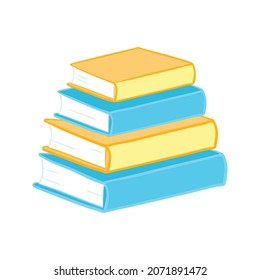 Buchsymbole sind in einem flachen Stil von Schulbüchern, einzeln auf weißem Hintergrund, hergestellt.