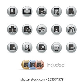 Book Icons // Metal Round Series --- It includes 4 color versions for each icon in different layers---