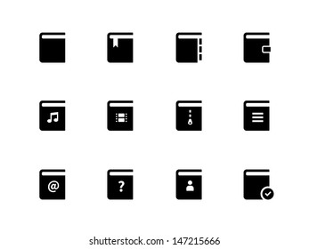 Book icons on white background. Vector illustration.