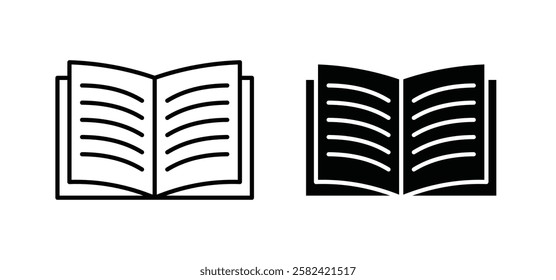 Book icons pack vectors in black flat and strokes