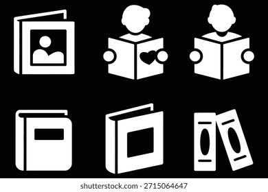 Iconos de libros personas leyendo y aprendiendo libros educación