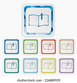 Book icons. Reading symbols. Set colorful buttons. Vector illustration. It can be used for the web sites and mobiles.