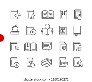 Book Icons // Red Point Series - Vector Line Icons For Your Digital Or Print Projects.