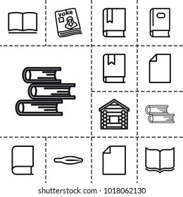 Book icons. set of 13 editable outline book icons such as book, tweezers, paper, magazine