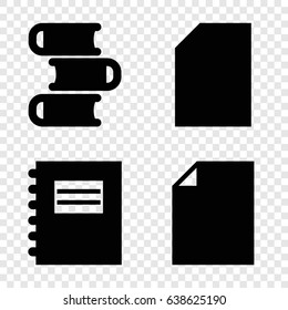 Book icons set. set of 4 book filled icons such as book, notepad