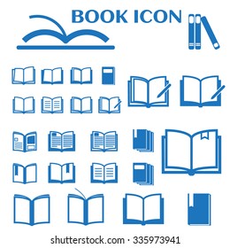 Book icons set blue vector illustration