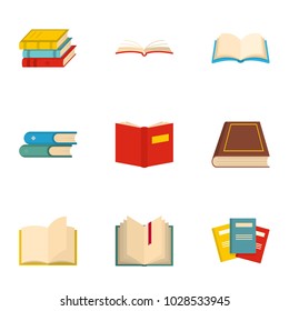 Book icons set. Cartoon set of 9 book vector icons for web isolated on white background