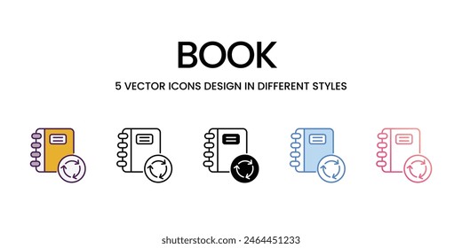 Book icons set in different style vector stock illustration