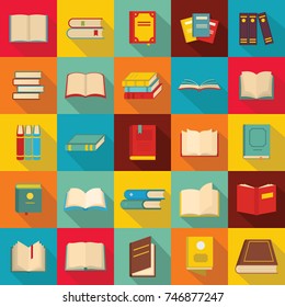 Book icons set. Flat illustration of 25 book vector icons for web
