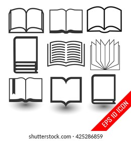 Book icons. Set of book flat logo. Set of books. Vector illustration.