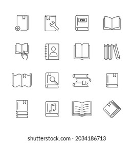 book icons set. Furniture pack symbol vector elements for infographic web