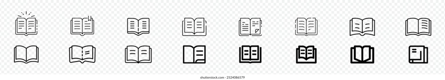 Book icons set, Book icon set. open book icon vector. ebook icon, Books Icons, Open book line icon set. Books icons set. open books icons vector. 