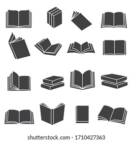 Book icons set, isolated on white background, vector illustration.