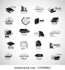 Book Icons Set - Isolated On Gray Background - Vector Illustration, Graphic Design Editable For Your Design. 